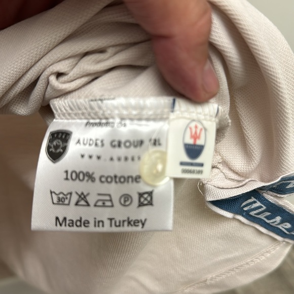 Men’s Authentic Maserati ivory polo with blue trim .small regular fit - Picture 8 of 8